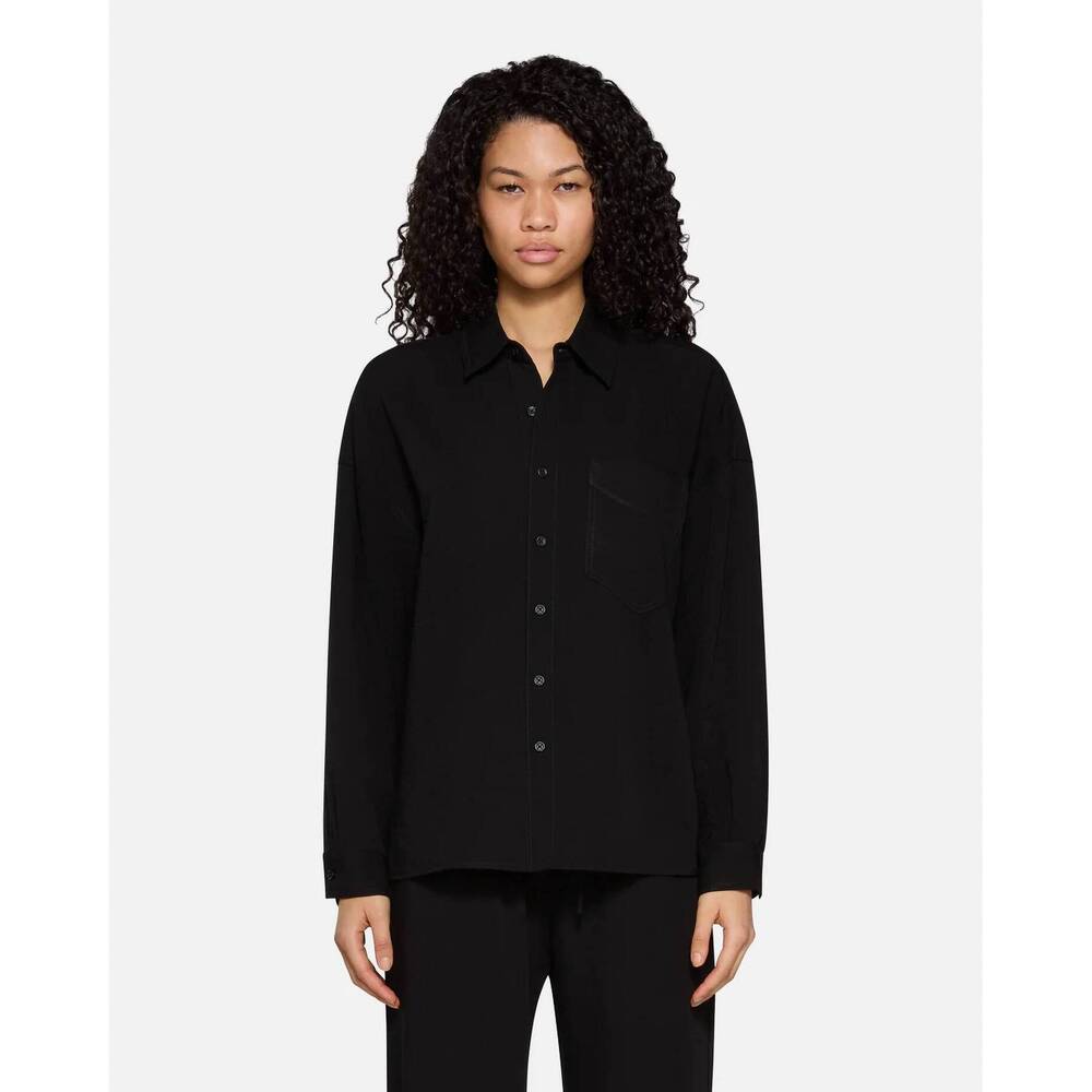 NEW EB DENIM adeline button down shirt in black linen